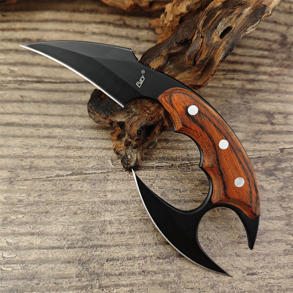 EDC Fury Karambit Fixed Blade Claw Knife Double Blade Wood Handle Tactical Multitools Hunting Survival Camping Pocket Knives Utility Tool 15500 15700 15006