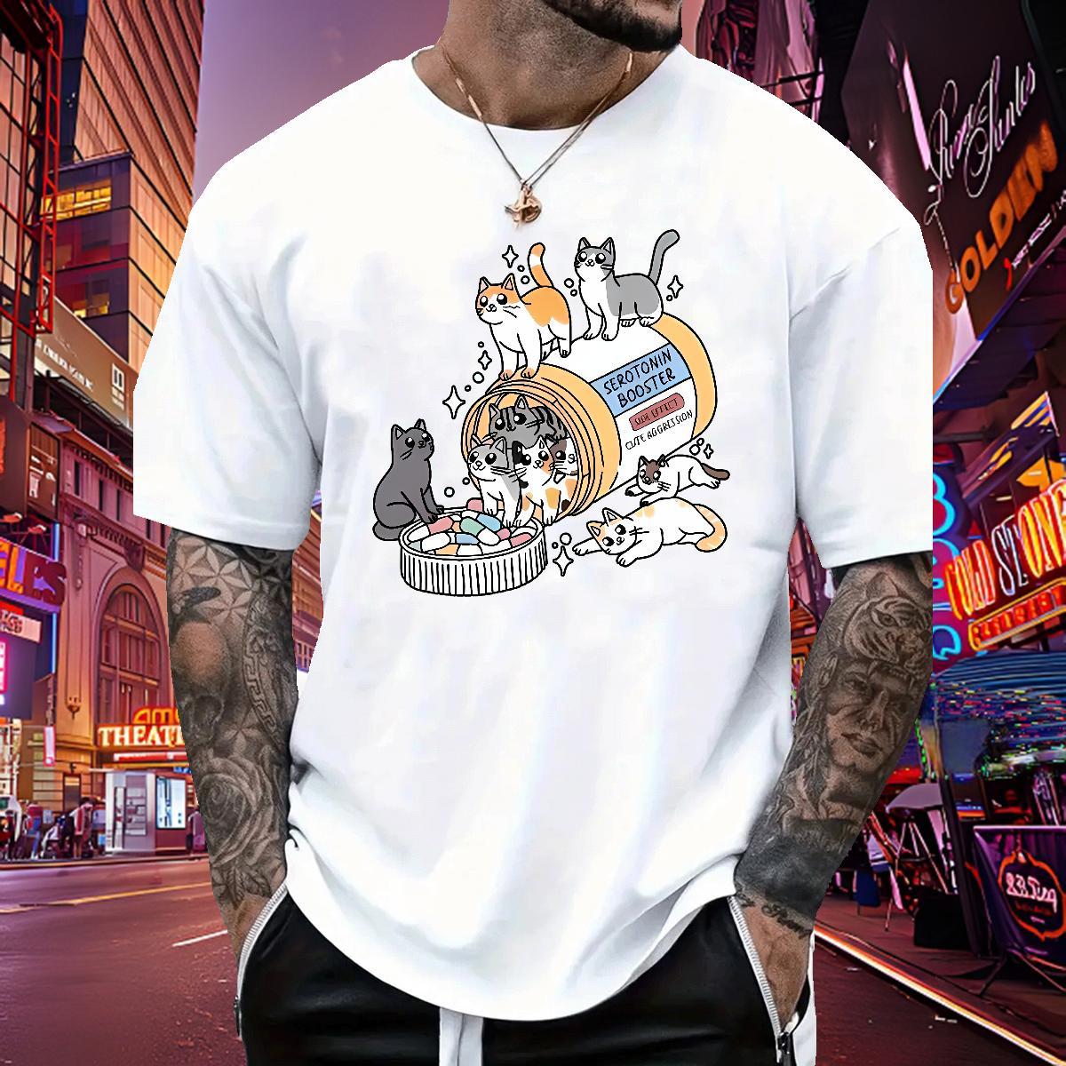 Comfortable Men T Shirts cats Pure Cotton Casual Beach Skull 230g Cotton Men Clothes T-Shirt Classic Tees Shirts