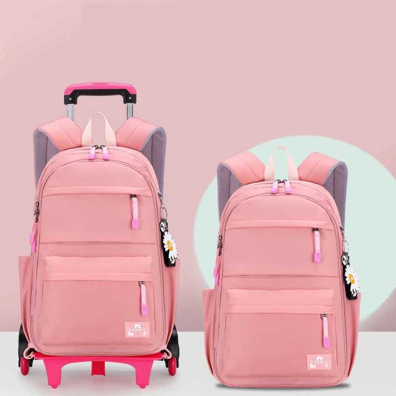 2023 Student School bag Rolling Backpack kids Trolley bag girl school backpack Multifunctional child waterproof backpack wheels Y240820