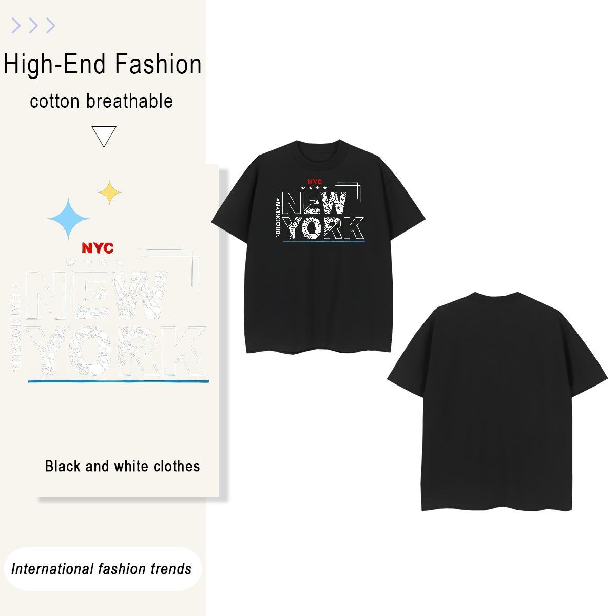 Soft New York 230g Cotton Men Tees Sport O Neck Short Sleeves T Shirt For Man Stylist DIY Tops