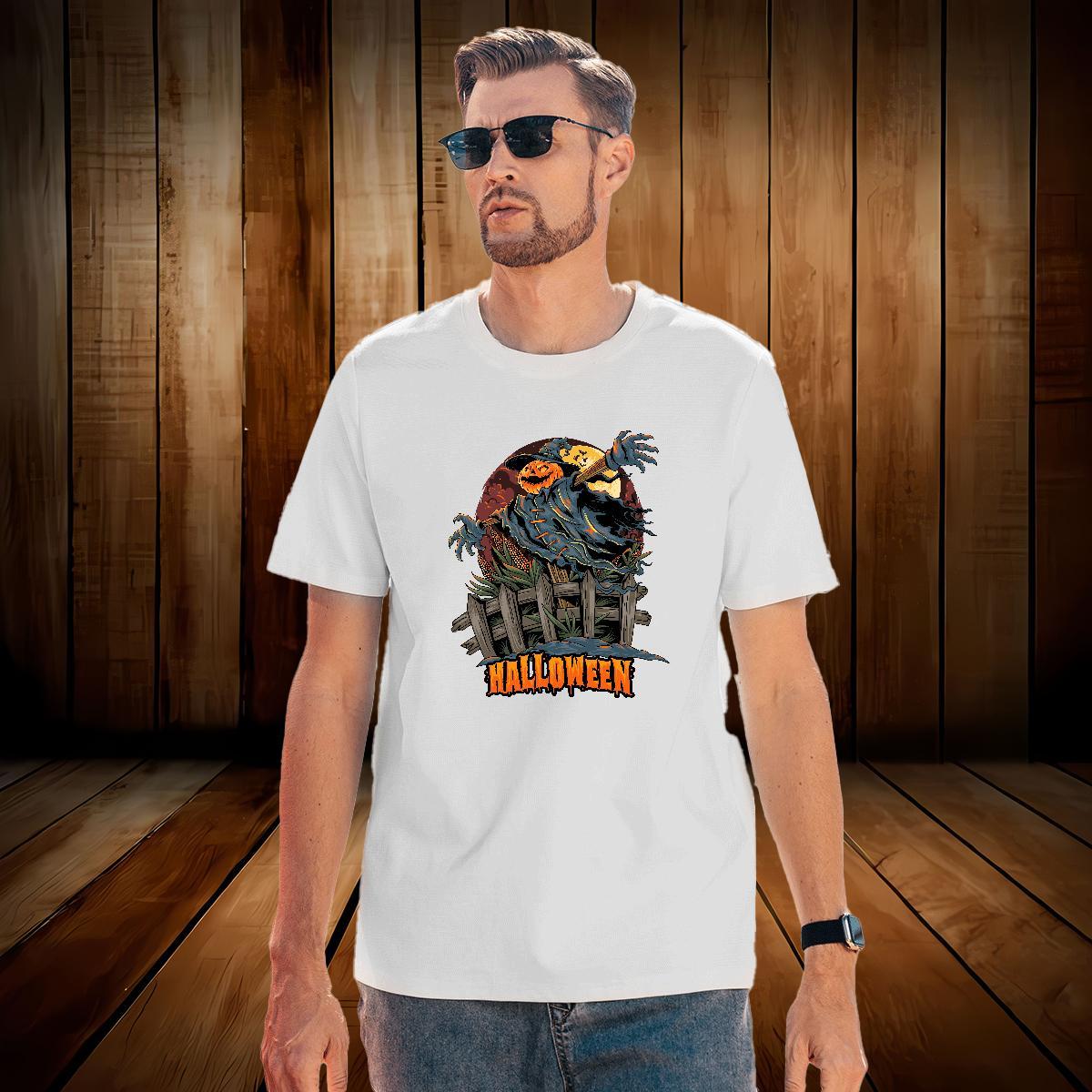TOP Quality T-Shirts for Men scarecrow Short Sleeve Soft Outdoor Black White 230g Cotton Mens Tshirts Classic Casual Clothes