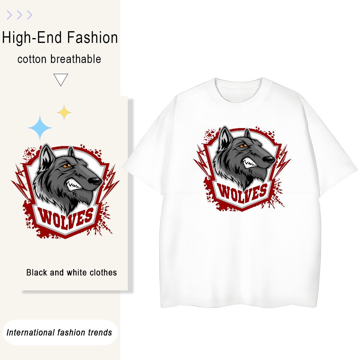 Casual New Unisex Tshirts Home Outdoor Breathable Short Sleeve Tee Shirt Free Shipping 230g 100% Cotton wolf Custom Printing T shirt