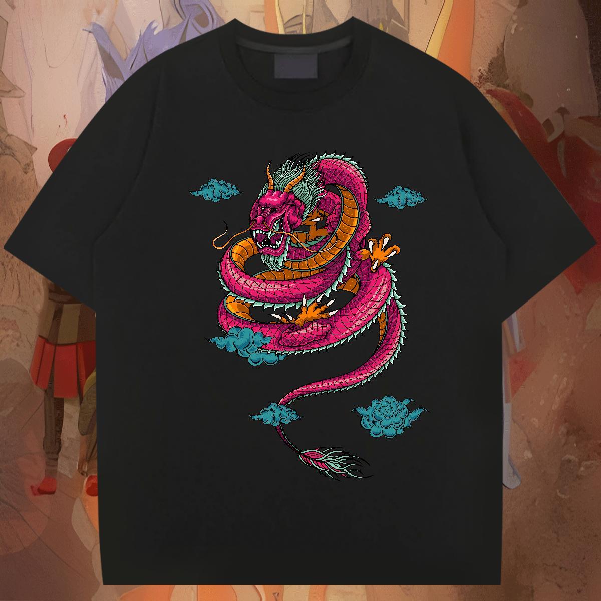 Loose Fit Mens Tshirts Sport 230g Cotton DIY Printed Breathable Short Sleeve dragon T Shirt For Man Factory Direct Tops Tees