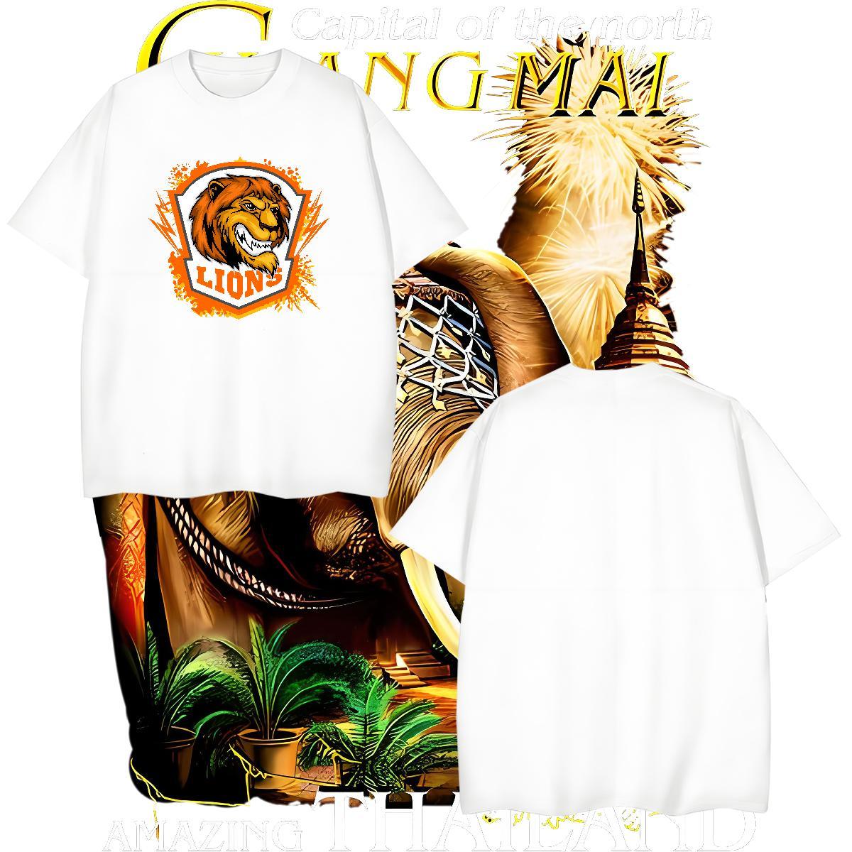 Cool Men T Shirts lion Breathable Short Sleeve Sports Casual Customized 230g 100% Cotton Tshirts Fashion New Clothes