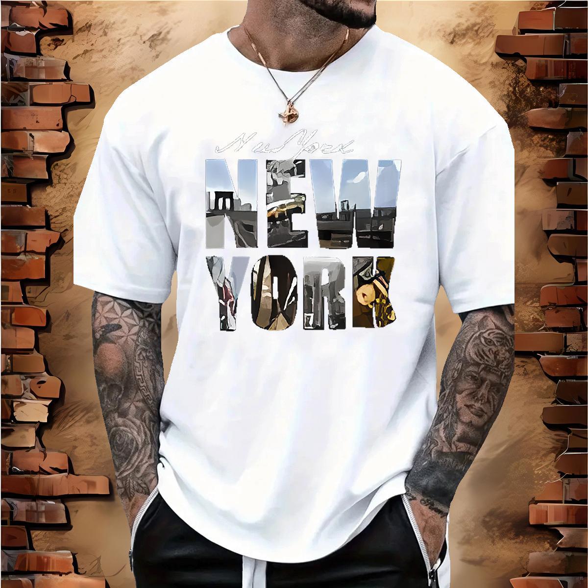 Cool New York 100% Cotton 230g Men Tshirts Beach Round Neck Short Sleeve T-Shirts Designer Oversized Polos
