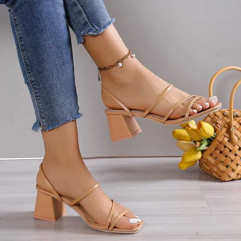 Women High Heel Sandals Summer Casual Female Shoes Woman Square Heel Open Toe Ankle Strap Ladies Sandalias Wedge Shoe 2022 New CL240806