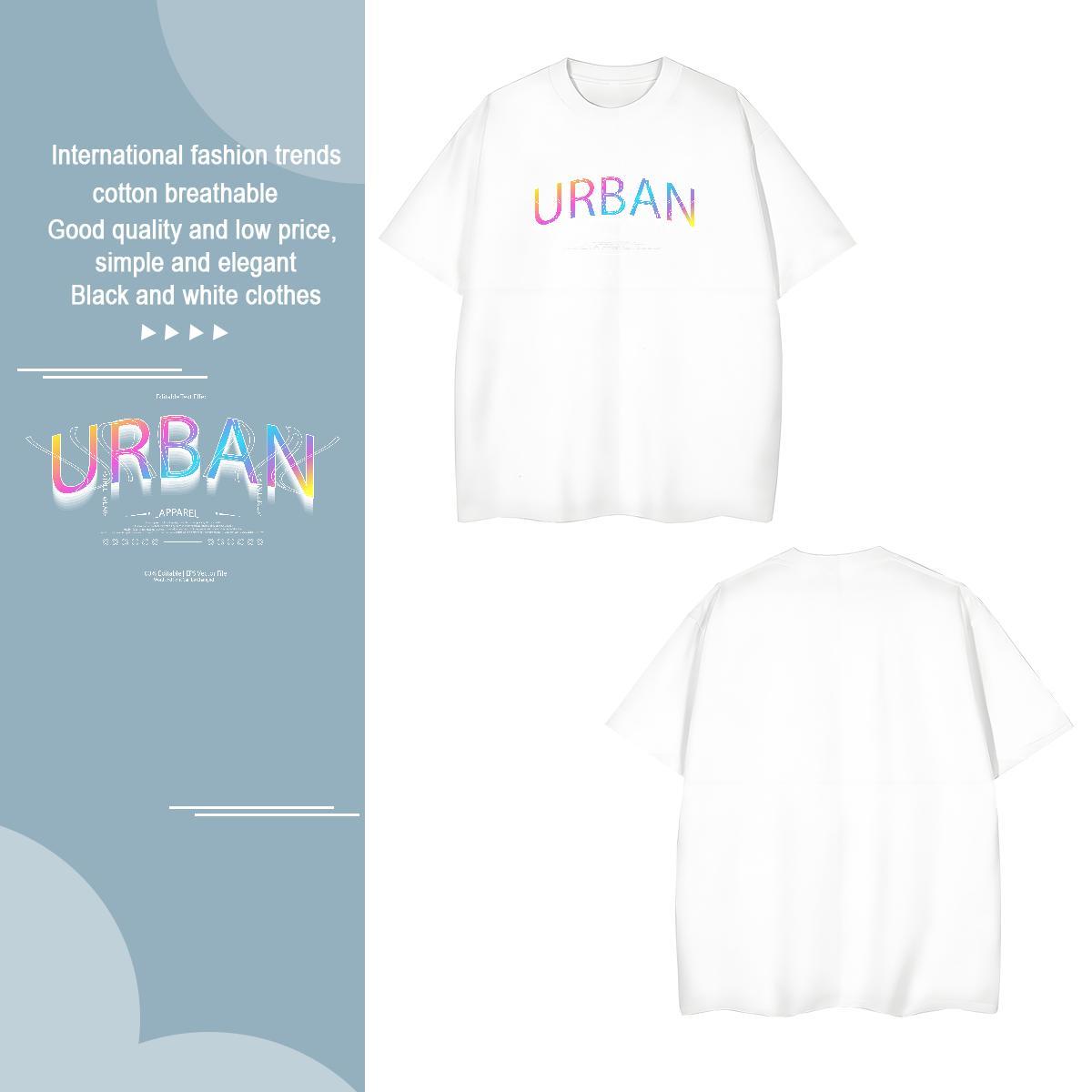 Cool URBAN 230g 100% Cotton Couples T Shirts High Street Hip Hop O Neck Short Sleeves T-Shirts 2024 Designer Plus Size Cartoon Tshirts