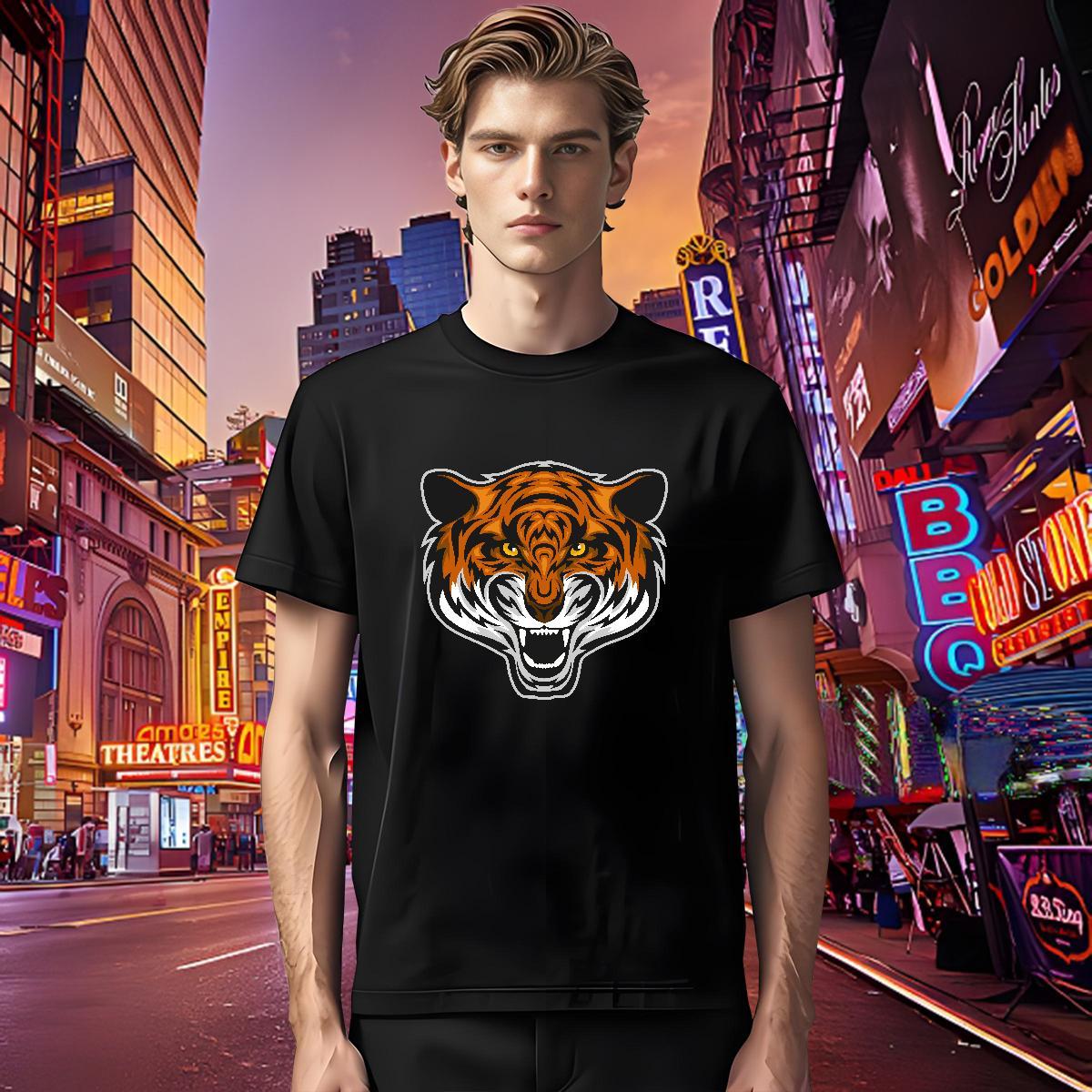 Free Shipping Men T Shirts tiger Round Neck Short Sleeve Sports Casual Customized 230g 100% Cotton Men Tees Brand Clothings