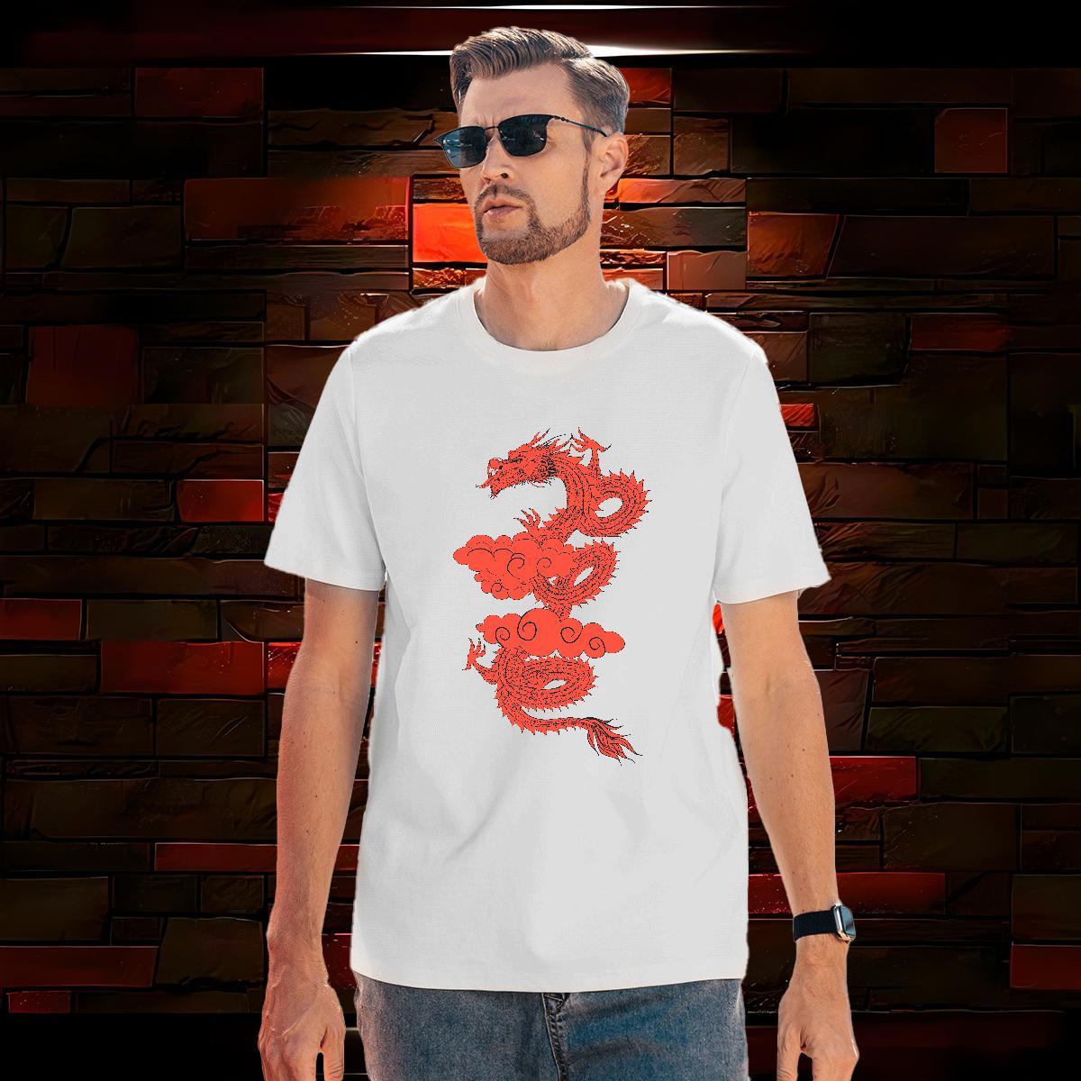 Designer dragon Mens T Shirts Summer Casual Men Tshirts 230g 100% Cotton Fashion Casual Breathable Crew Neck Asian Size Clothes