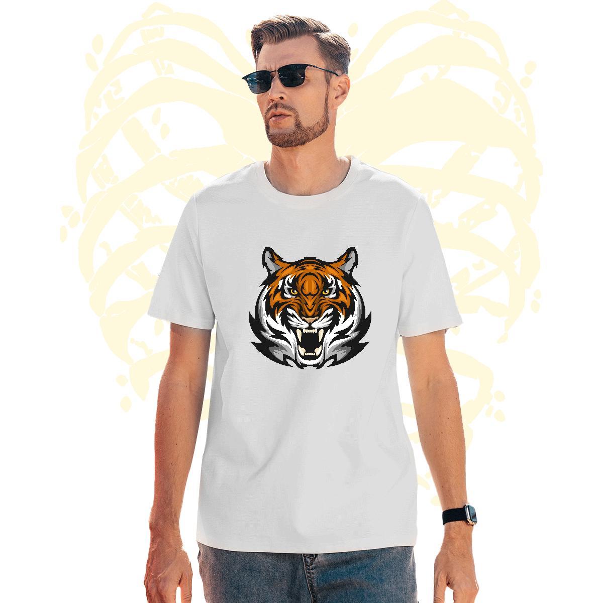 Cool Design T-Shirts for Men tiger Pure Cotton Casual Daily Wear White Plus Size 230g Cotton Tshirts Wholesale Polos