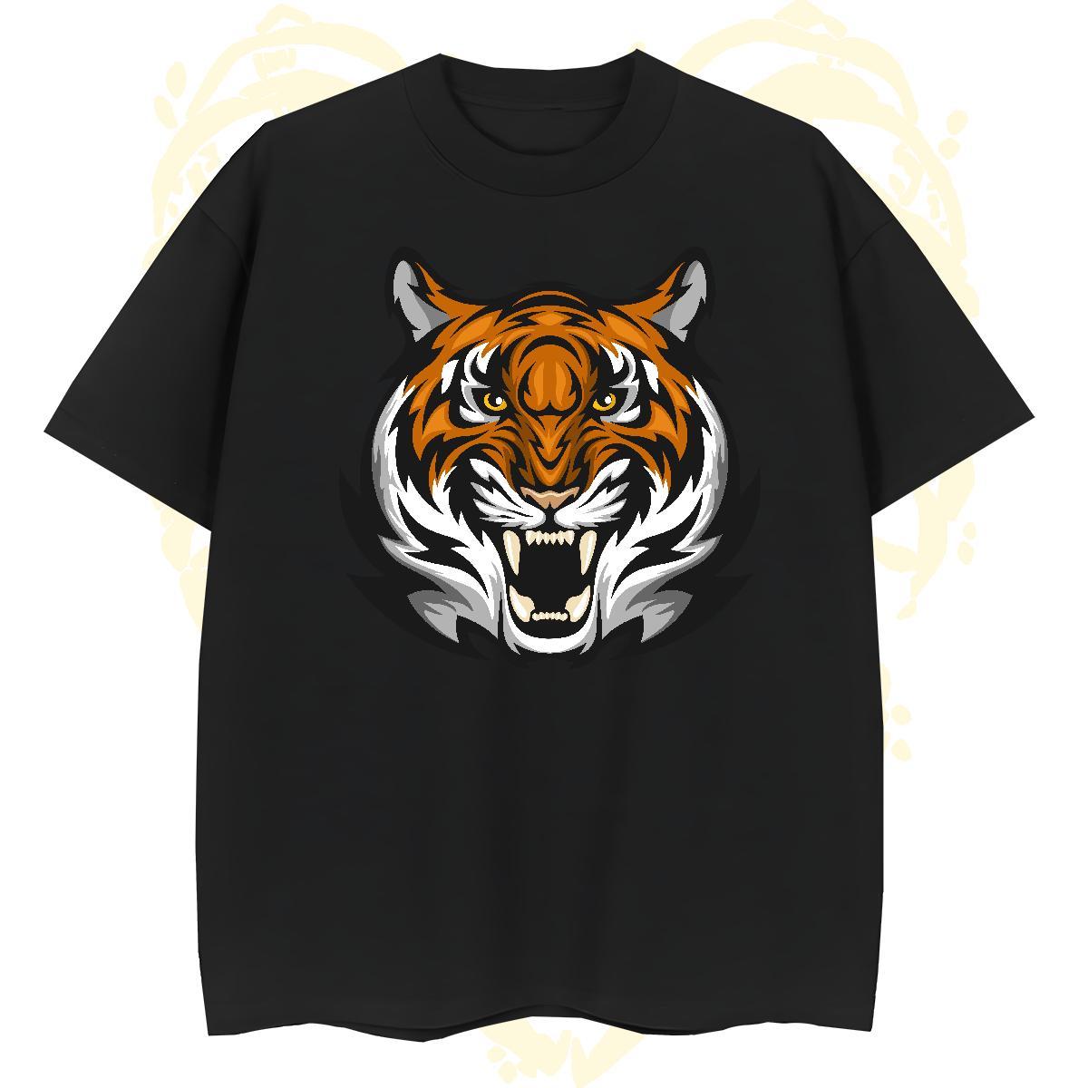 Comfortable T shirt tiger Breathable Crew Neck Street Wear Anime Print 230g 100% Cotton Couples T Shirts New Designer Polos