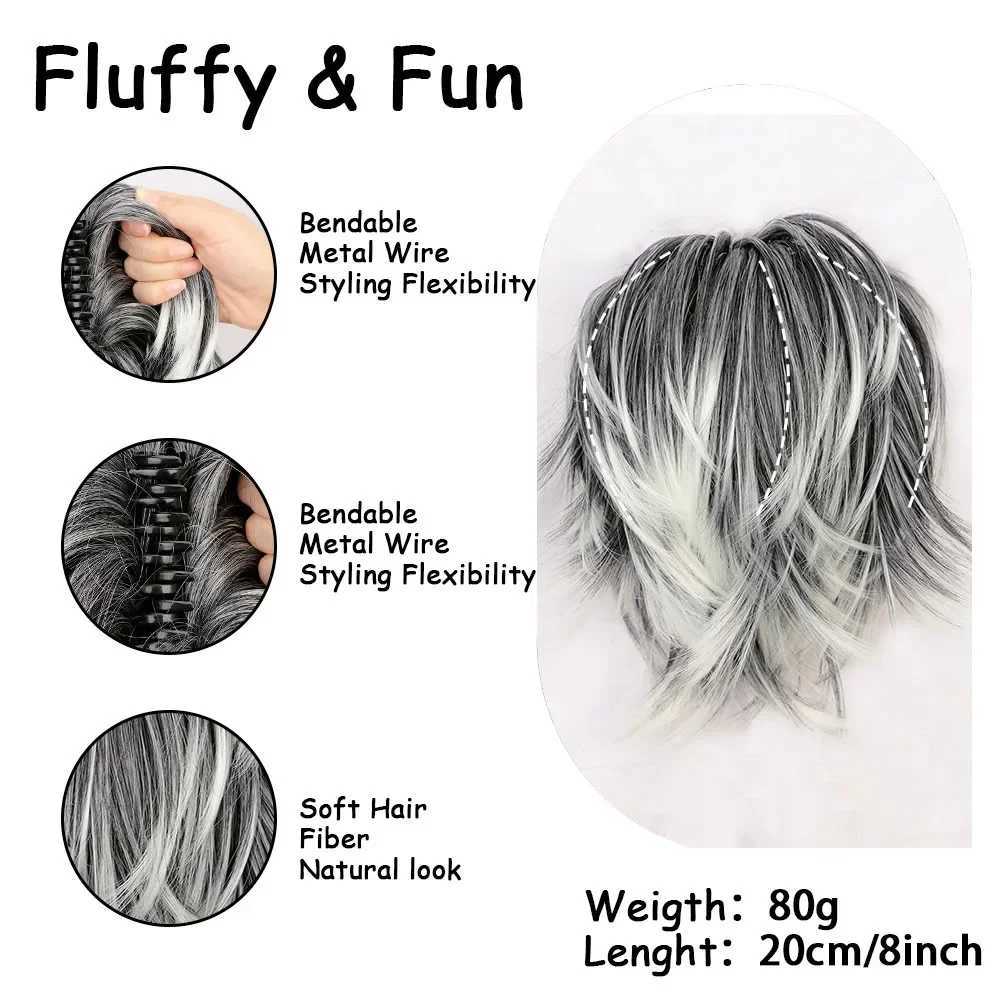 DIY claw clip on fluffy ponytail wig hair extension hair extension fake bread fake black natural hair female fake braid W240817