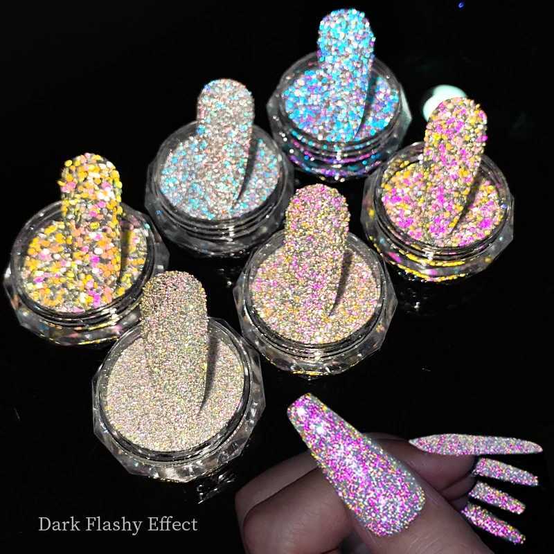 Reflective Glitter Nail Powder Green Red Nail Art Dust Shinning Chrome Pigment DIY Manicures DecorationXJ240815