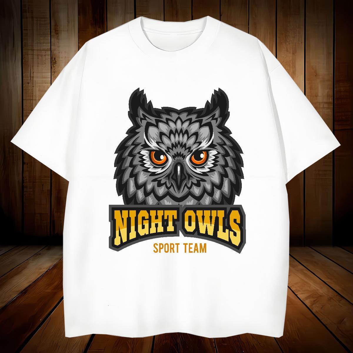Brand Men Tshirts owl Hip Hop Street 100% Cotton 230g Tees Pure Cotton Unisex T-Shirts Customized Print