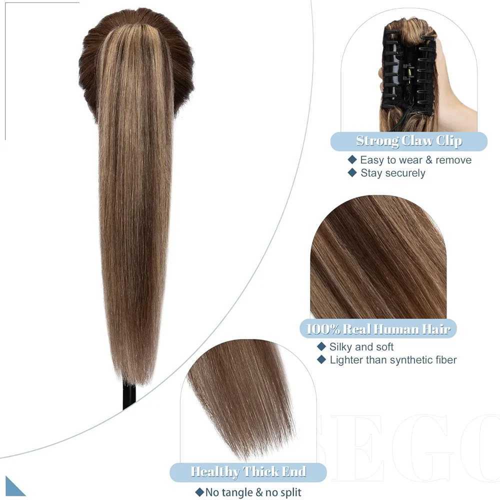 Rich selection of 120g claws clamped on ponytails 100% human hair straight ponytail hair extended ponytail on female hair W240817