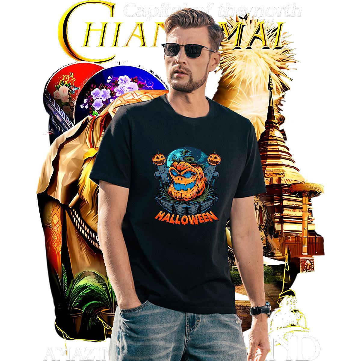Cool Design T-Shirts halloween Crew Neck Breathable Sport Custom Big Size 100% Cotton 230g Tshirts Designer Fashion Wear
