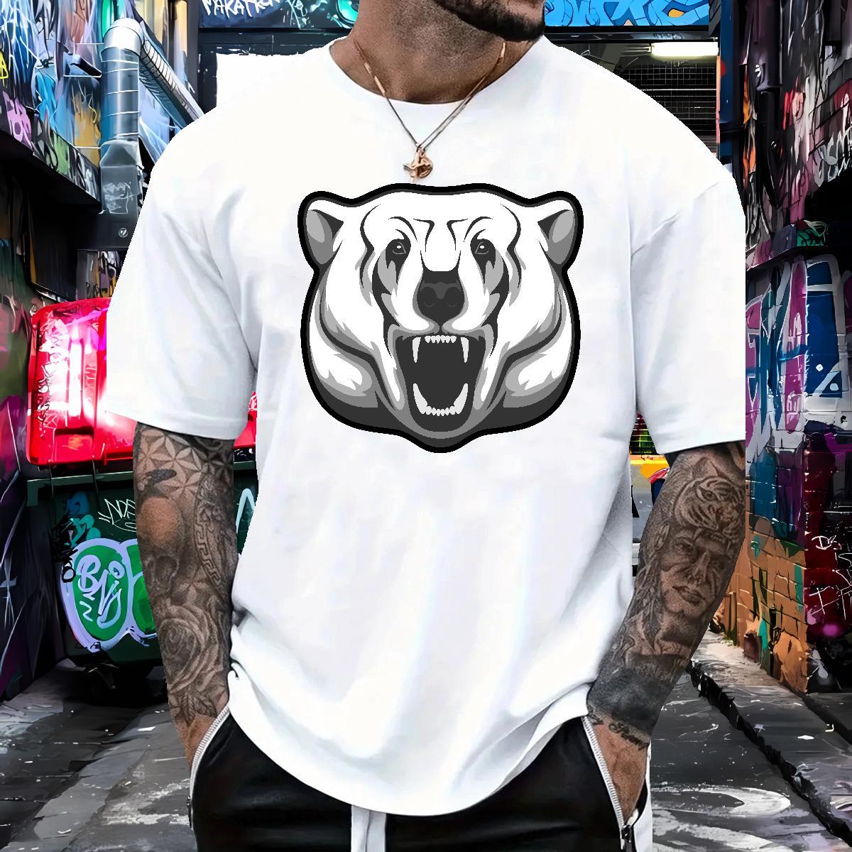 Classic T Shirts Men bear Breathable Short Sleeve Street Wear DIY Printed 230g Pure Cotton Men Tops Tees Custom Polos