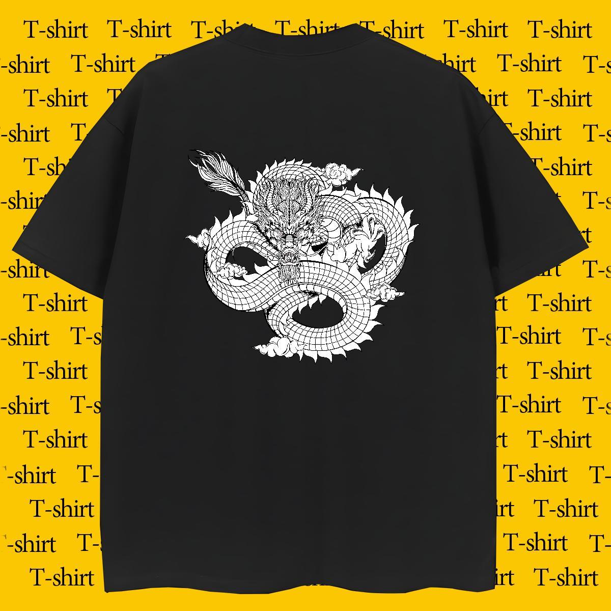 Men T Shirts 100% Cotton 230g dragon Street Wear Short Sleeve O-Neck DIY Couples T Shirts Designer Fashion Wholesale Tees