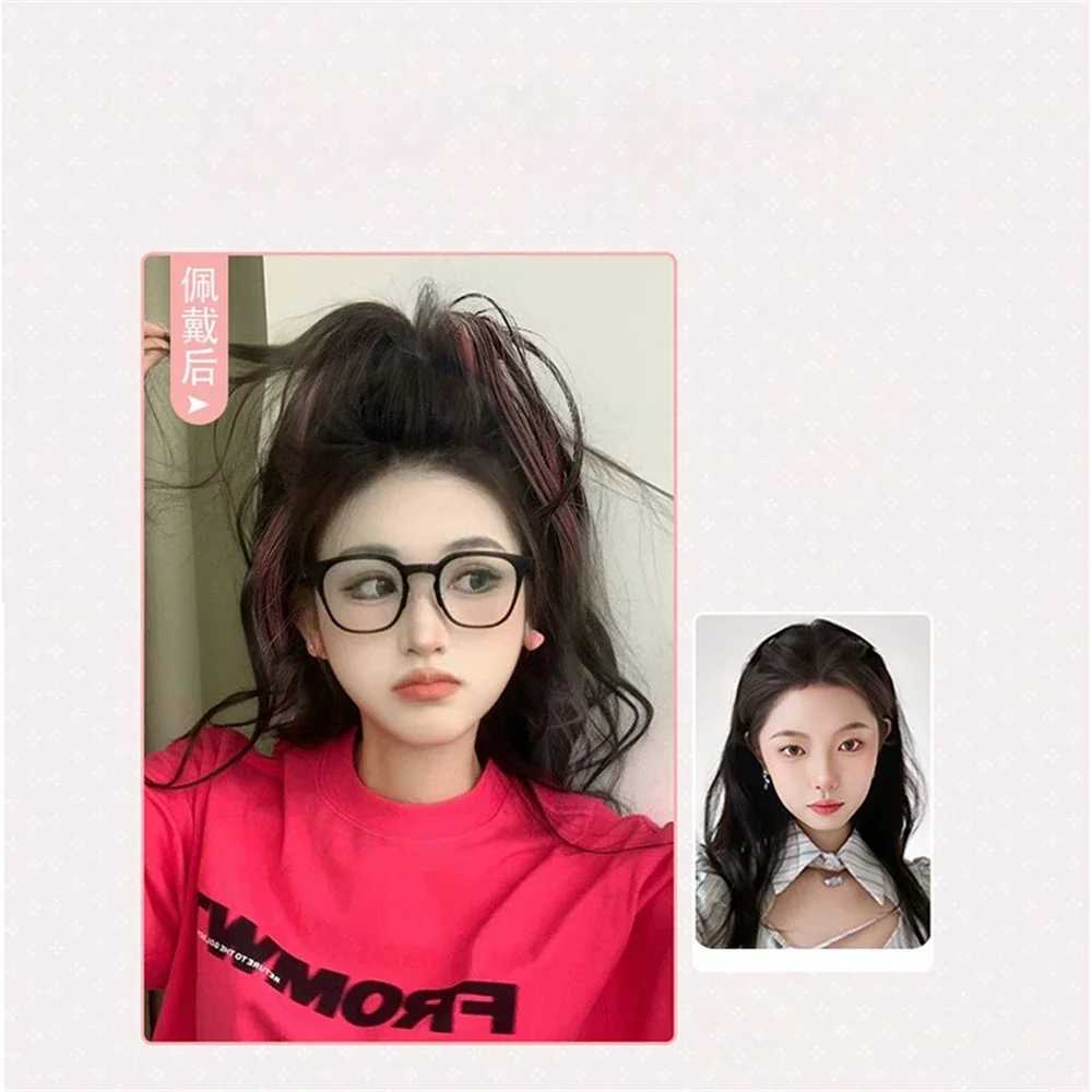 Korean ponytail extension synthetic fiber high gloss claw clip long curly ponytail wig W240817