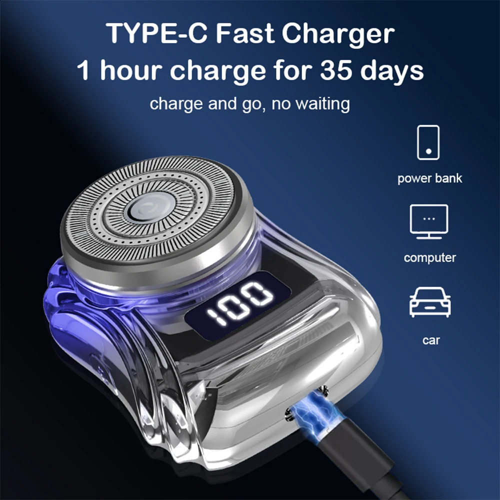 Portable Electric Shaver For Mens Shaving Machine Beard Trimmer Mini Rechargeable Razor For Travel Car Smoothing Machine 240814