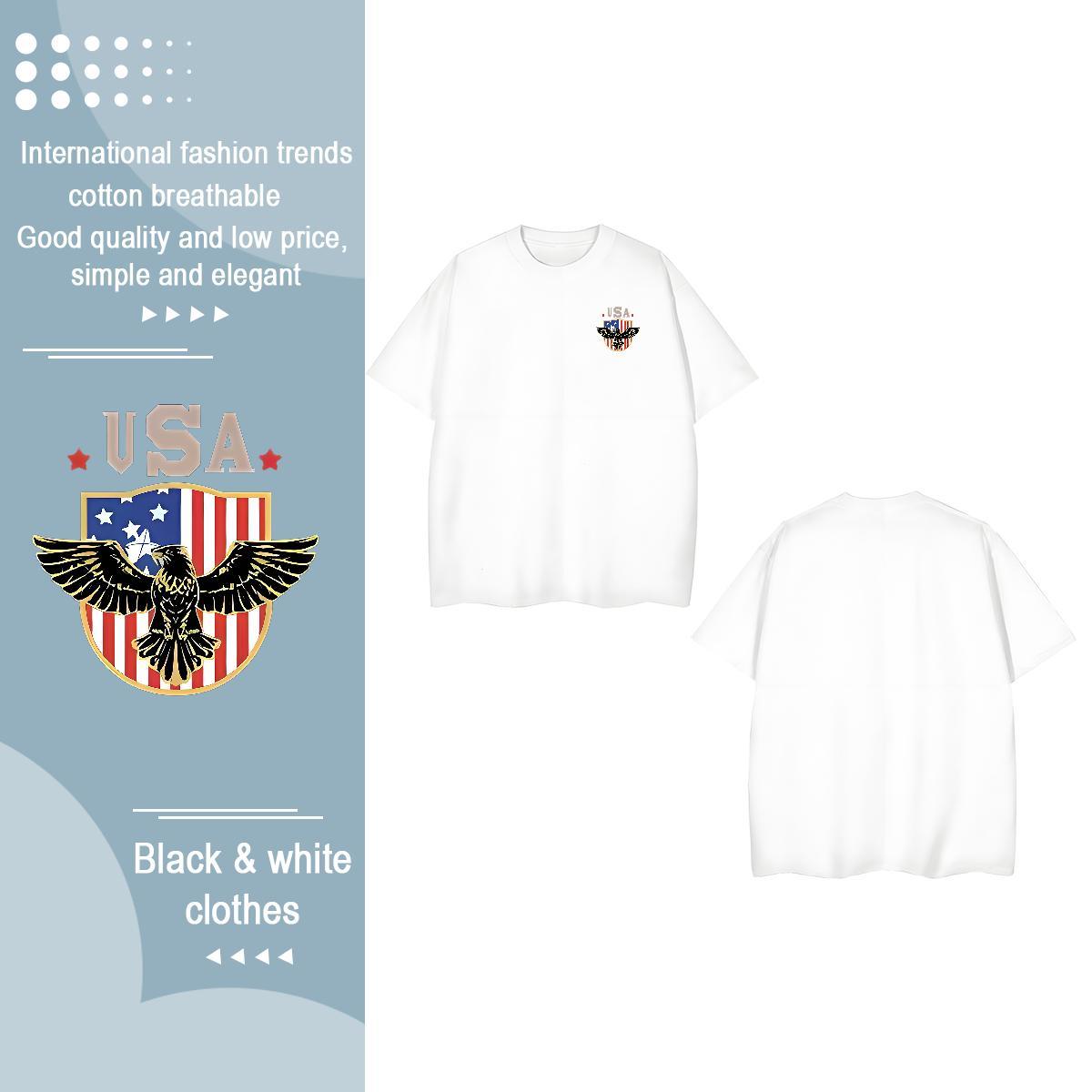 2024 Summer Men Clothes T-Shirt eagle Home Outdoor 230g Pure Cotton Tees Shirts Breathable Soft Men T Shirts DIY Printed