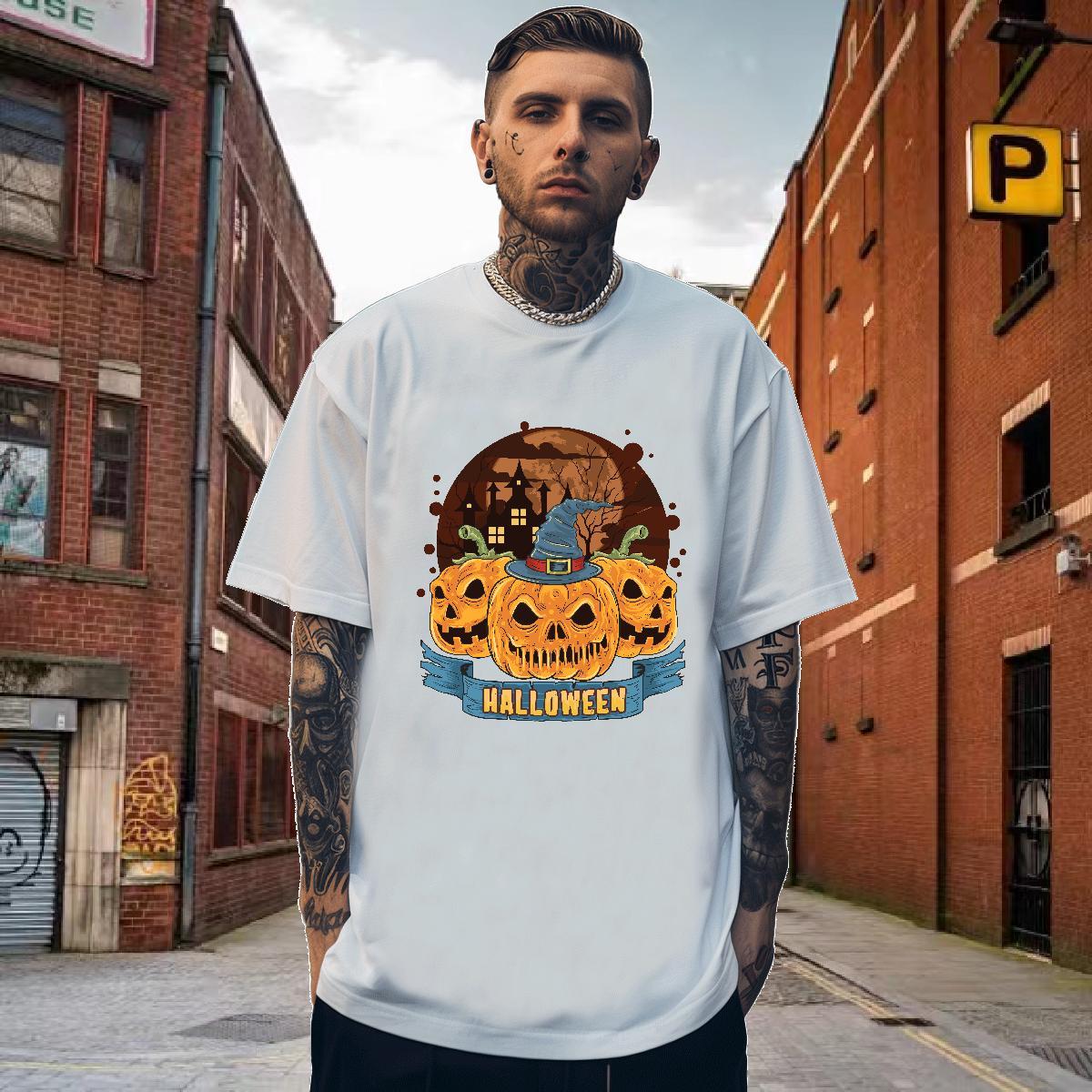 Brand Mens T Shirts halloween Breathable Crew Neck Hip Hop Street Plus Size Custom 230g Pure Cotton Couples T Shirts 2024 Summer Top Tees
