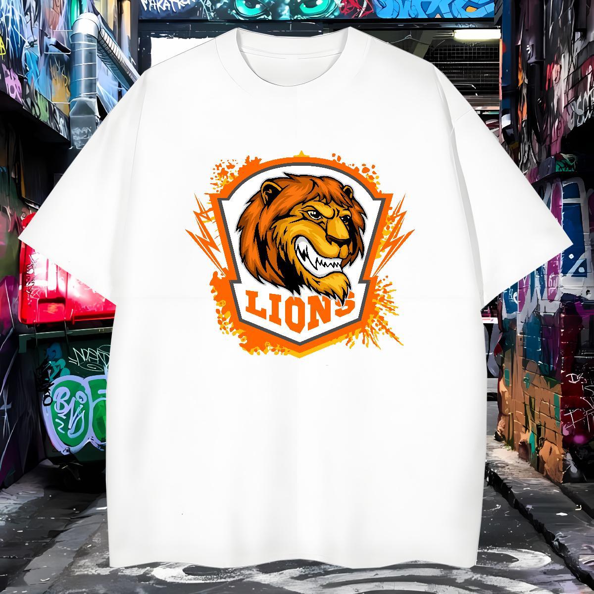 Cool Design Man T Shirts lion Breathable Crew Neck Anime Printing Street Custom Printing 230g 100% Cotton Men Tees Factory Direct Clothes