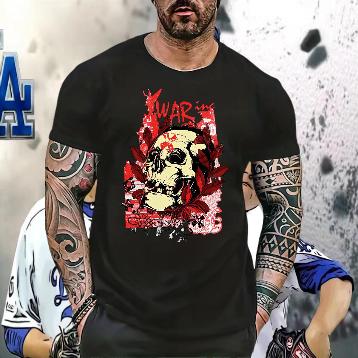 2024 DIY scary Men Tops Tees 230g 100% Cotton Mens T Shirts Customized Anime Printing Street Breathable High Quality Top Tees