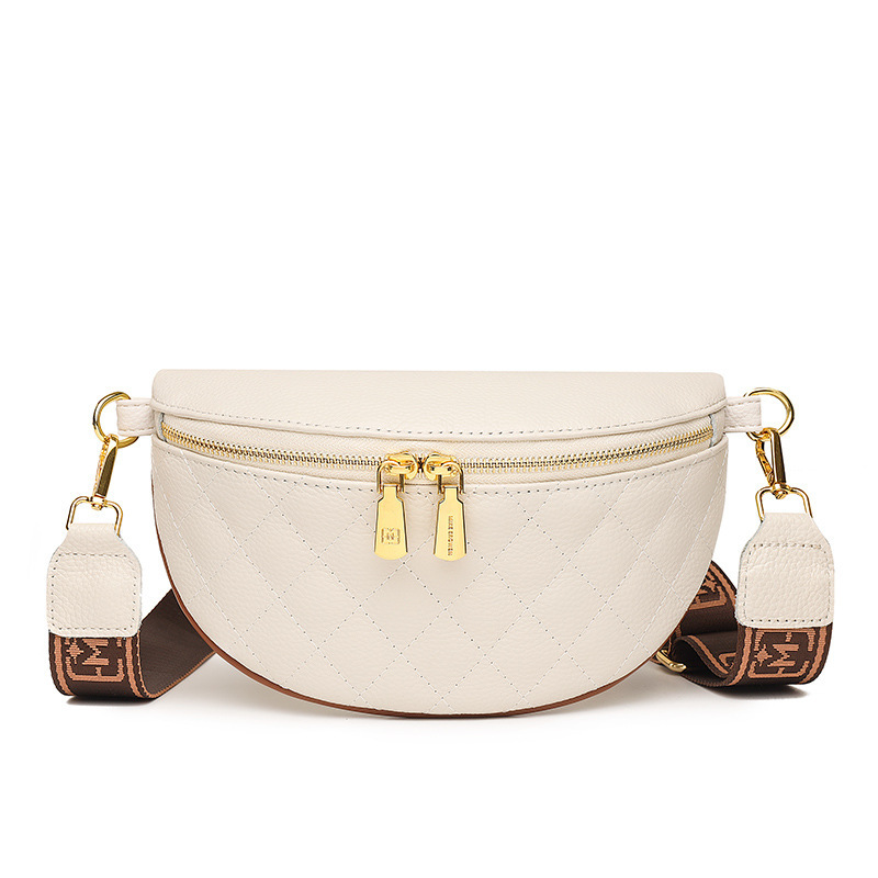 Head layer cowhide broadband crossbody new trendy Lingge soft chest for women versatile leather shoulder bag