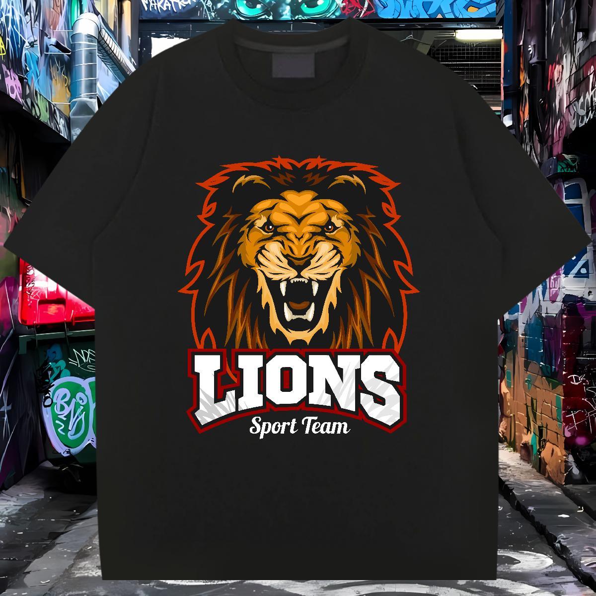 Brand Man T Shirts lion Breathable Crew Neck Beach Anime 230g 100% Cotton Tshirt for Man Woman New Designer Wear