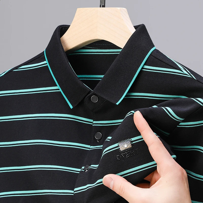 High quality soft cotton short sleeve mens POLO shirt summer trend n diamond print Korean top breathable casual T-shirt 240820