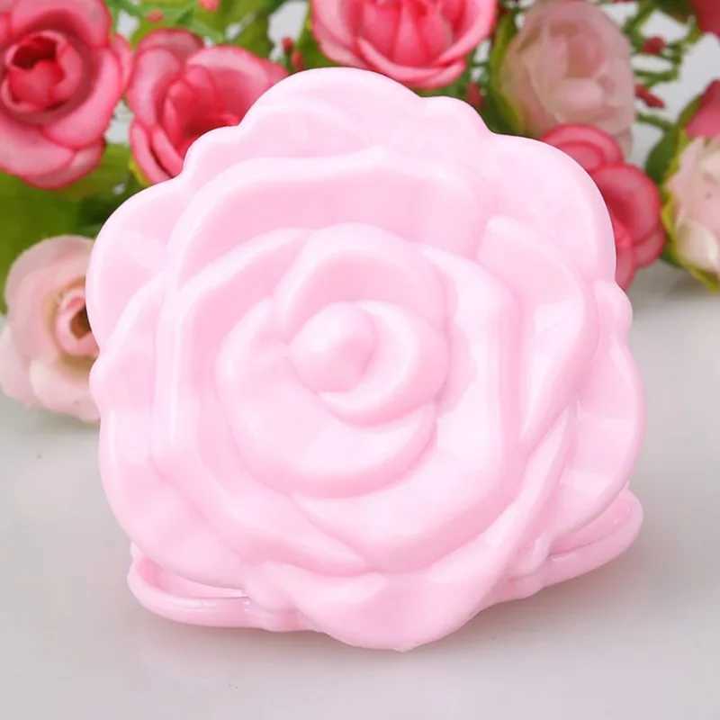 Mini Rose Makeup Mirror Double Sides Folding Makeup Vanity Hand Mirror Pocket Mirror Round Vanity Cosmetic Compact Y240819