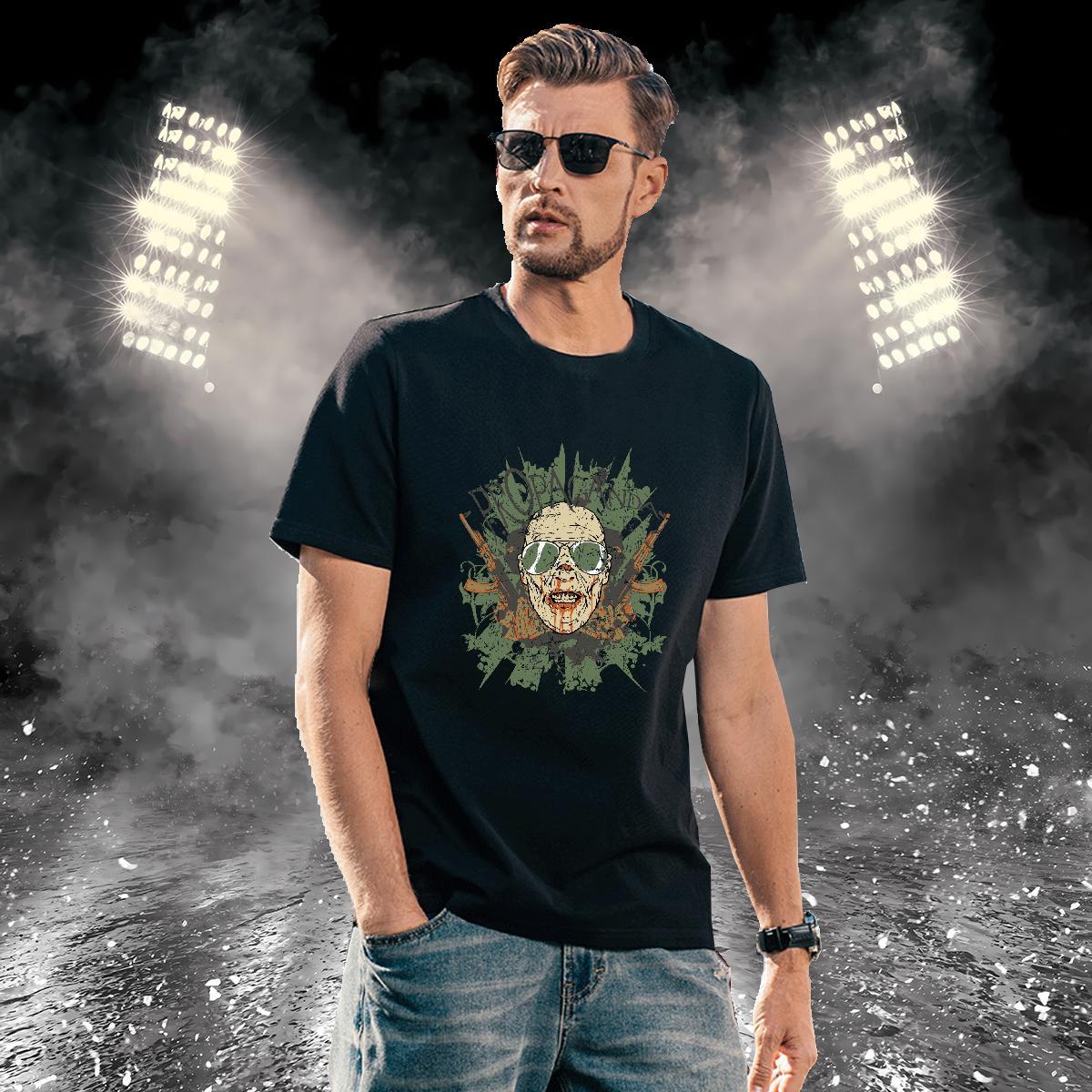 Designer T-Shirts for Men long-barrelled gun Breathable Soft Summer Casual Anime Print 230g Cotton Men Clothes T-Shirt Designer Fashion Wear