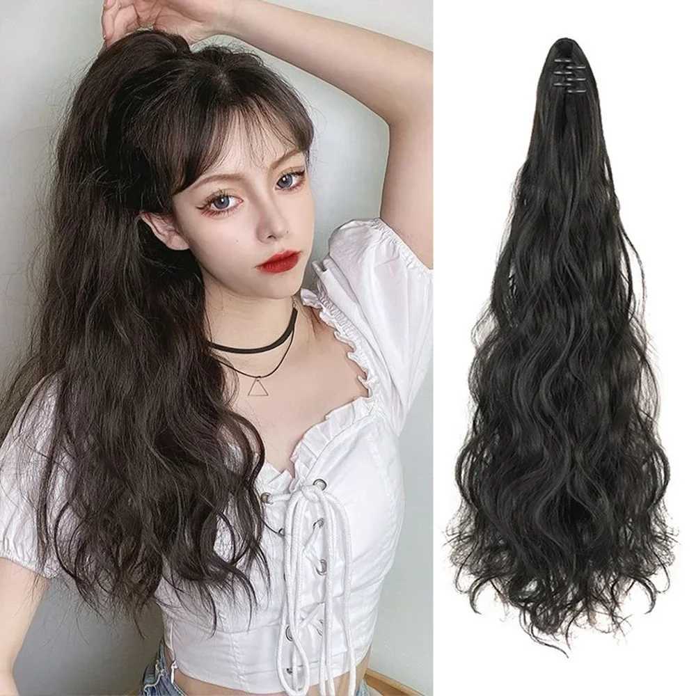Fashion 35-50cm long curly wig natural female hair wig claw clip ponytail synthetic hair extension wig clip W240817