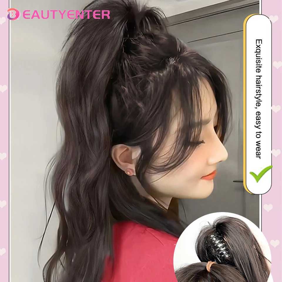 Beautiful synthetic long curly hair with clip on wig princess water polo curly high ponytail no shedding sensation W240817