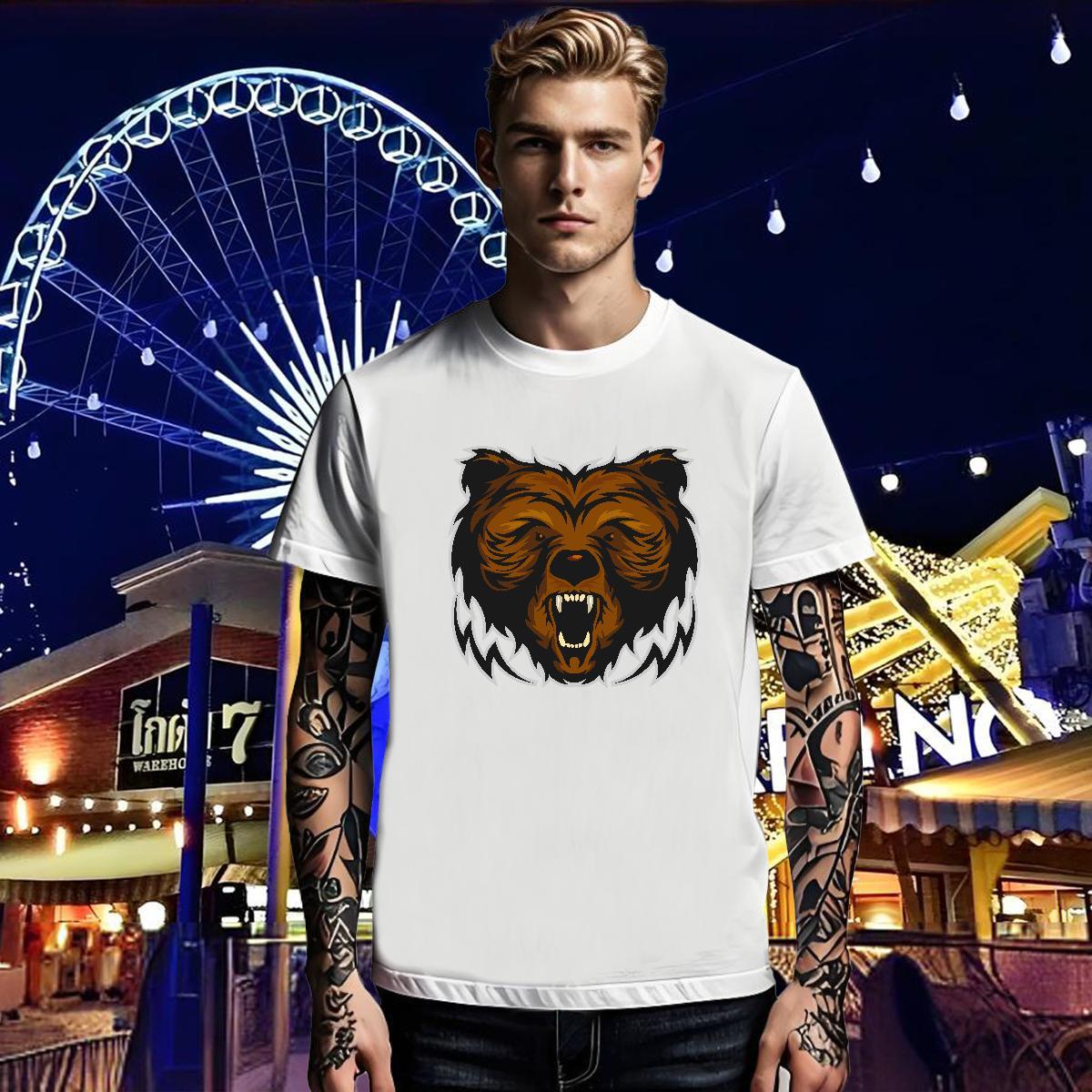 Fashion Casual Mens Tshirts bear Sport 230g Cotton Polos Pure Cotton Loose T Shirts Men Oversized 4XL