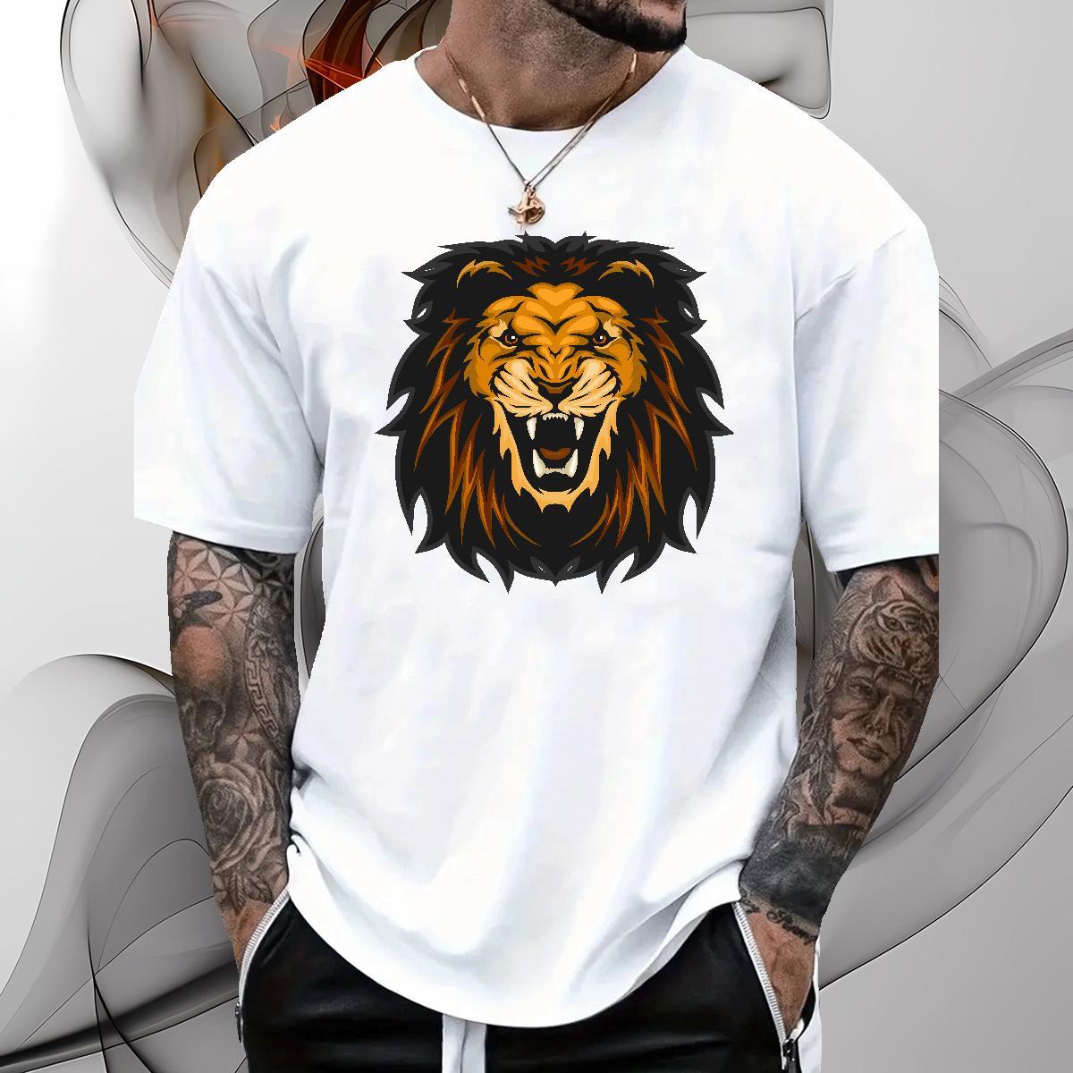 High Quality Man T Shirts lion Breathable Soft Street Wear Oversized 3XL 4XL 230g 100% Cotton Couples T Shirts New Tee Shirt