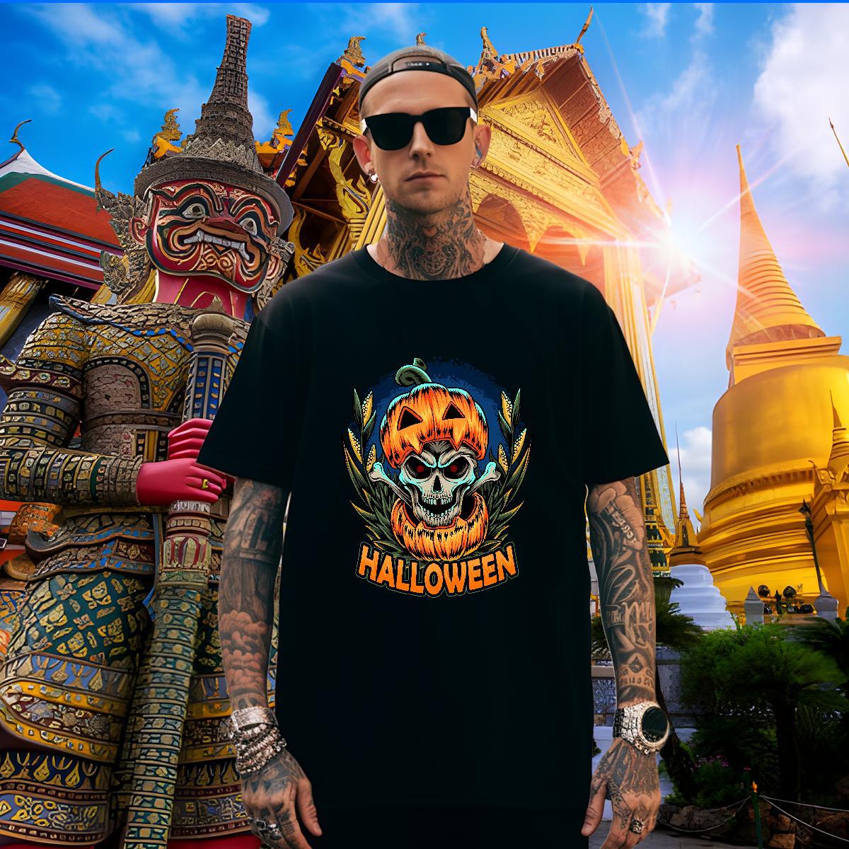 Wholesale Men T Shirts halloween Breathable Short Sleeve Casual Daily Wear Custom Big Size 230g Pure Cotton Men Tshirts New Designer Clothings