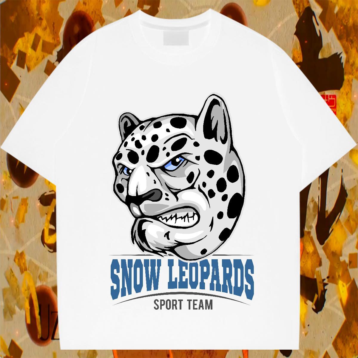 Loose Fit Mens T Shirts leopard Round Neck Short Sleeve Outdoor Custom Big Size 230g Pure Cotton Men Tshirts Fashion Design Tees