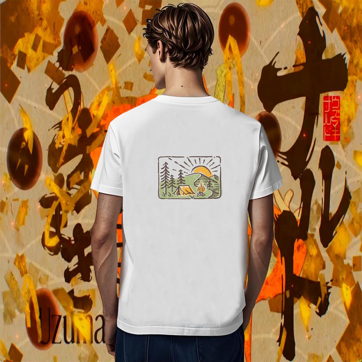 Classic Men Clothes T-Shirt Home Outdoor 230g Pure Cotton DIY Printed Round Neck Short Sleeve mountains T-Shirts Fashion Tees