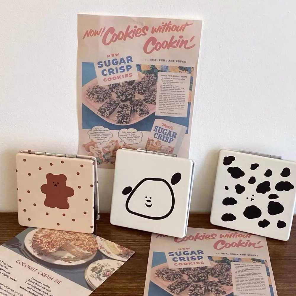 Cartoon Double-Sided Square Makeup Mirror Cute Little Bear Mini Cosmetics Mirror Portable Pocket Mirror Women Cosmetics Tools Y240819