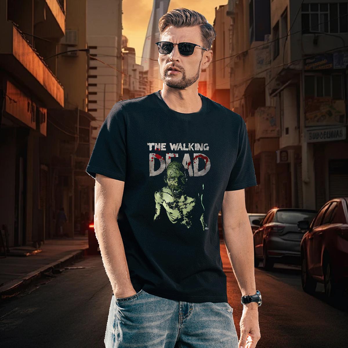T Shirt For Man 100% Cotton 230g scary Street O-Neck Short Sleeve White Plus Size Men Tshirts Fashion Designer Wholesale Clothings