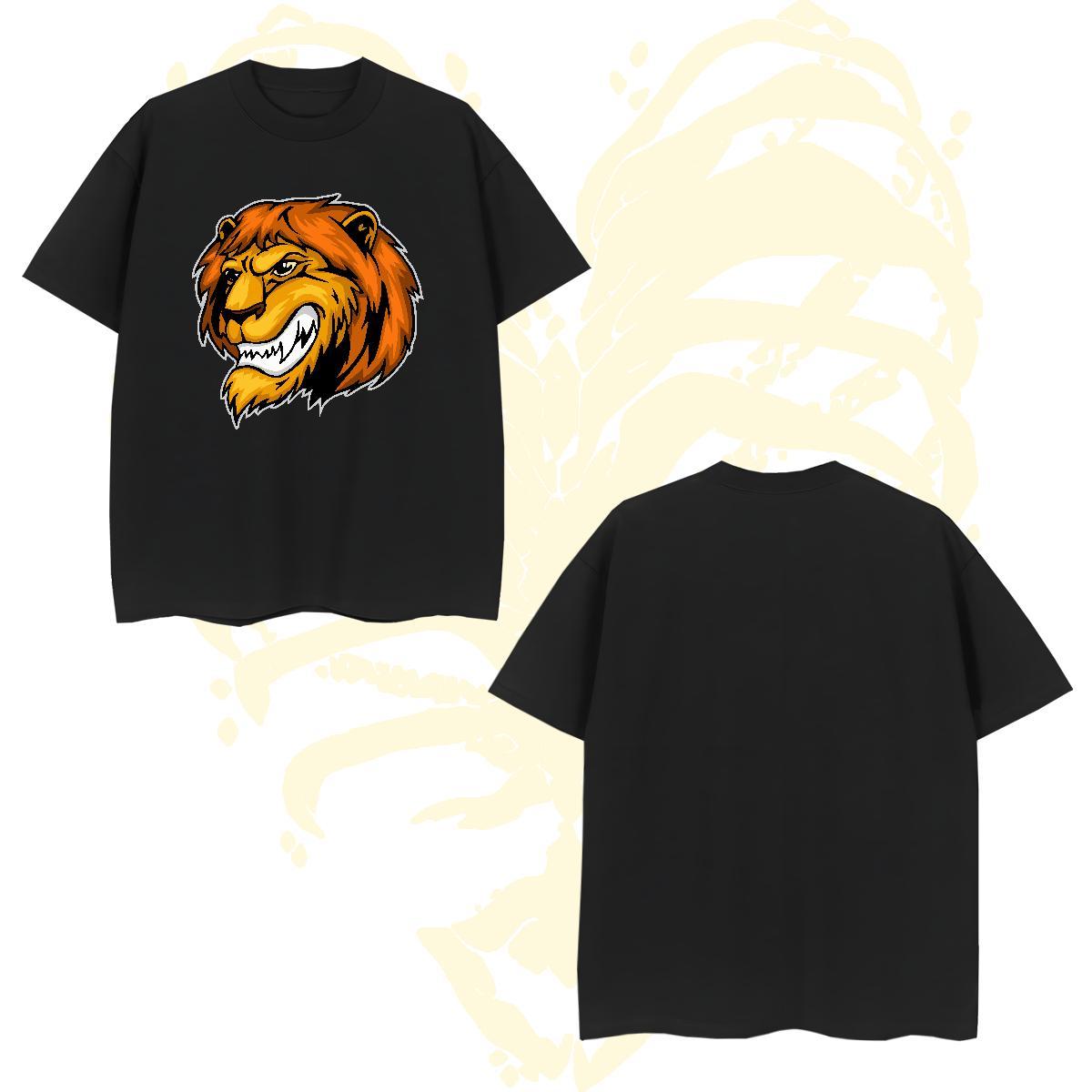 Classic T Shirts Men lion Breathable Short Sleeve Home Outdoor Custom Print Oversized 230g Pure Cotton Men Clothes T-Shirt Brand Tees Shirts