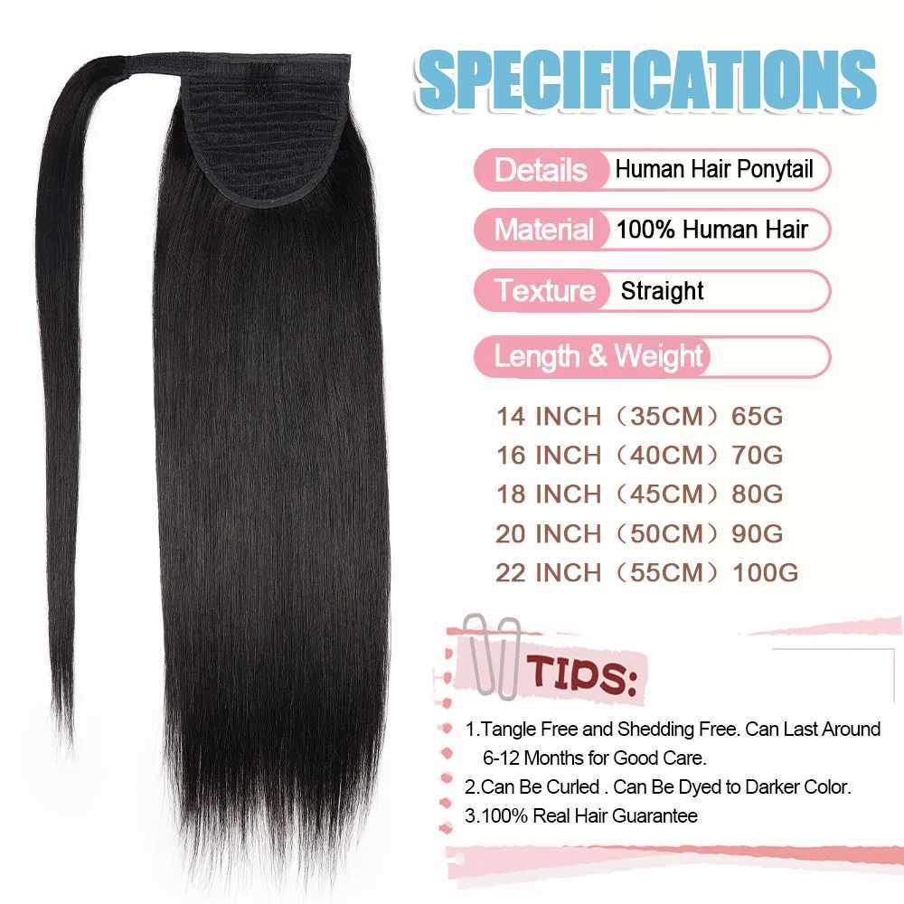 Straight ponytail human hair extension wrapped around the ponytail 100% Brazilian Remy hair ponytail extension W240817