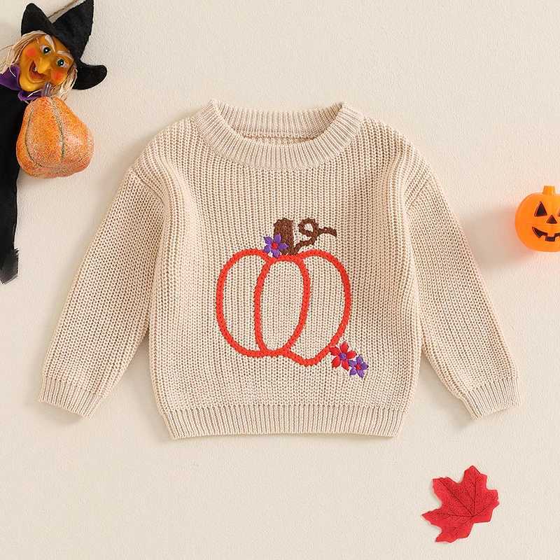Baby boys and girls Halloween costumes baby sweaters childrens knitted sweaters newborn knitted long sleeved pumpkin embroidered tops W240820