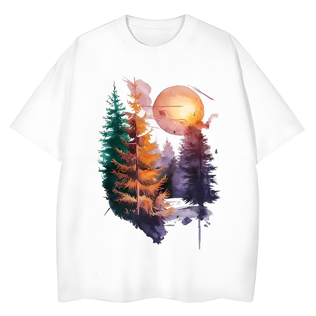 Factory Direct Couples T Shirts tree Summer Casual 230g Cotton Tees Shirts Pure Cotton High Quality Man T Shirts Customized Print