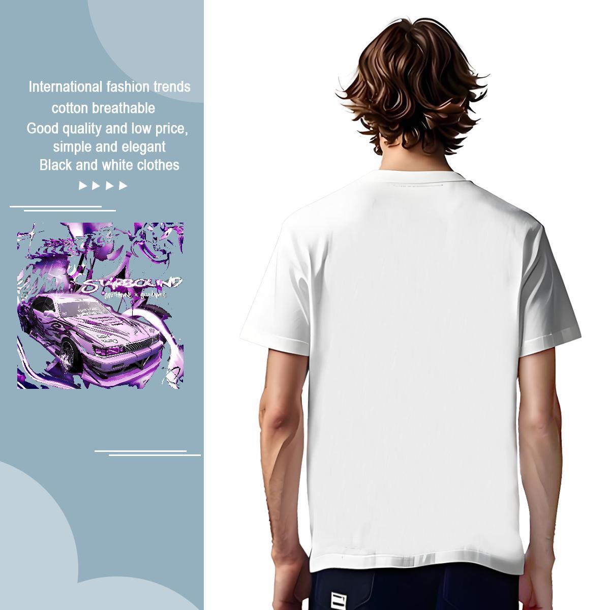 Comfortable beach T-Shirts for Men Anime Printing Street Men Tshirts 230g Pure Cotton New Breathable Crew Neck Plus Size Custom Clothings