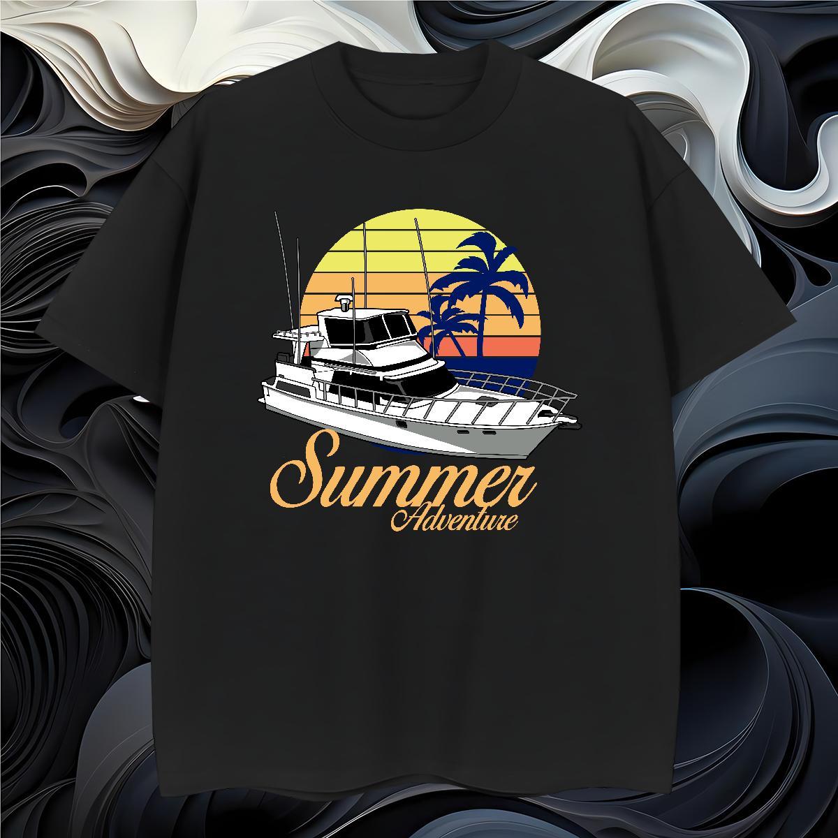 Soft sea T-Shirts for Men High Street Hip Hop Men Tops Tees 230g Pure Cotton 2024 New Breathable Custom Printing Tees Shirts