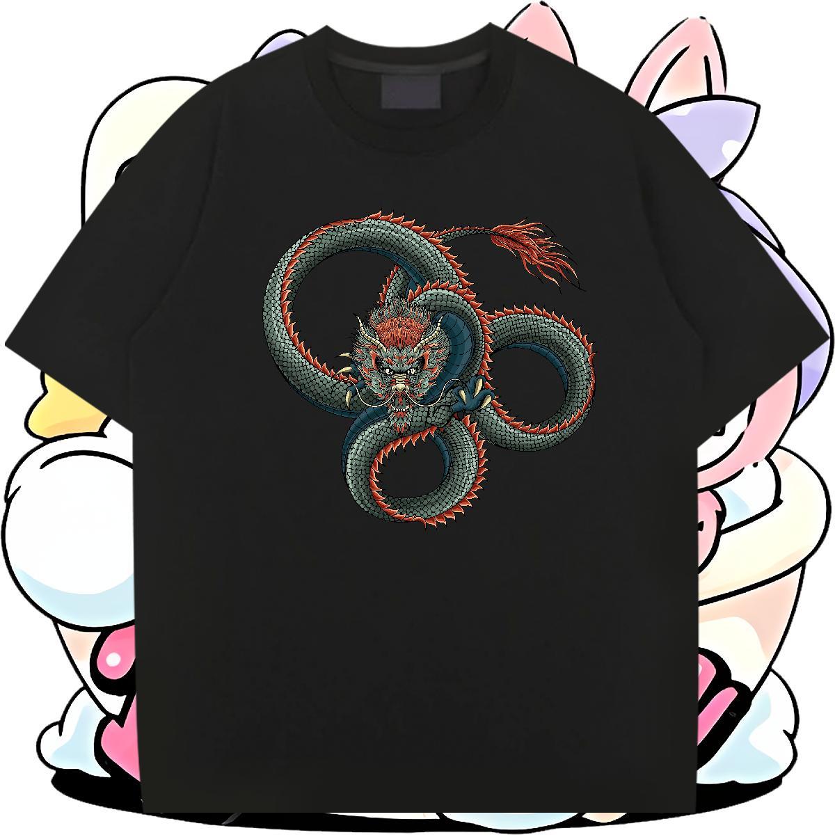 Free Shipping Men Tees Sports Casual 230g Pure Cotton Customized Round Neck Short Sleeve dragon T Shirt For Man DIY Tshirts