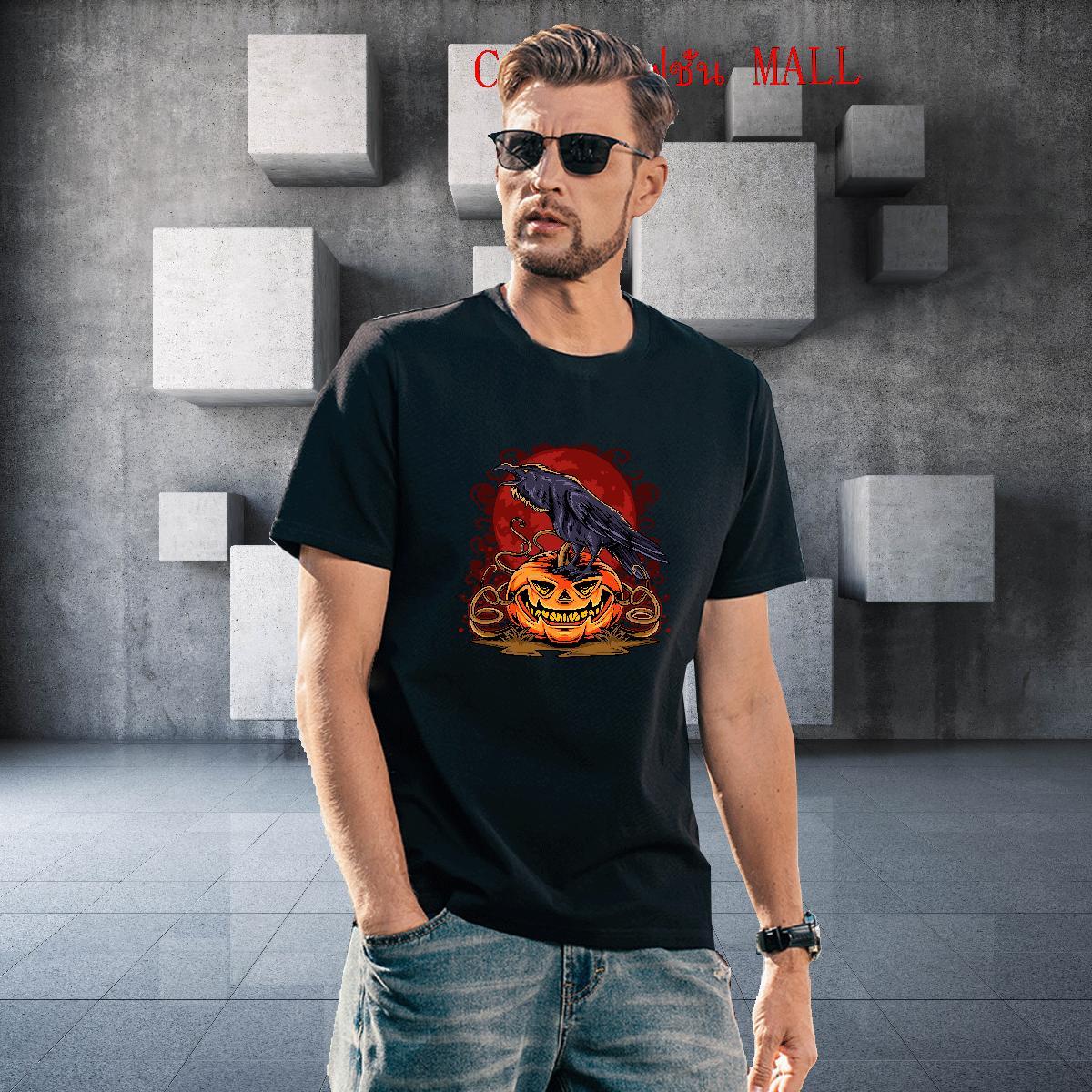 New Arrival Couples T Shirts pumpkin Sport 230g Cotton Tee Shirt O Neck Short Sleeves Loose T shirt Black White